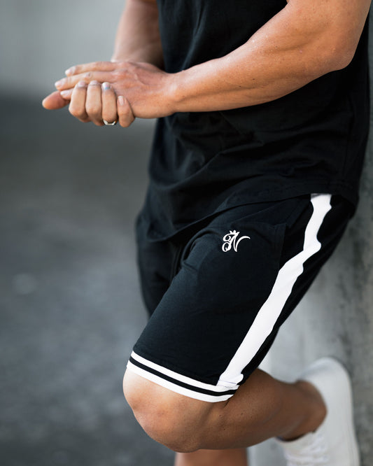 Black Retro Ribbed Shorts